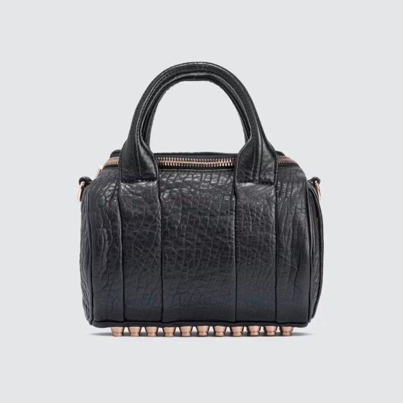 Alexander Wang Mini Rockie Top Handle Shoulder Bag Pebbled Leather Studded Botto - Picture 2 of 15